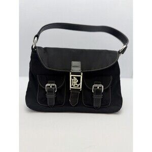 Lauren Ralph Lauren Black Shoulder Bag Silver Logo Hardware Classic Women’s
